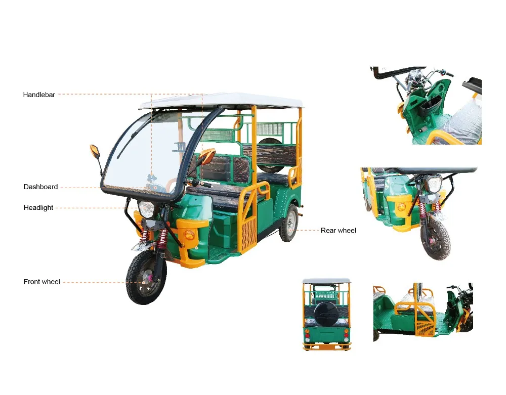 Hot Selling Battery Operated E Rickshaw Adult 5 Seat Electric Tricycle Made in China