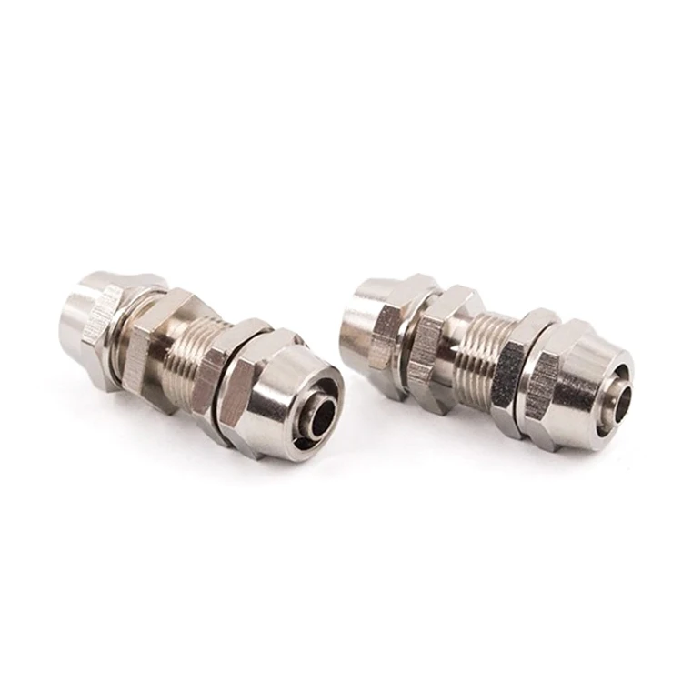4mm 10mm pneumatic metal bulkhead union rapid fittings tube connector