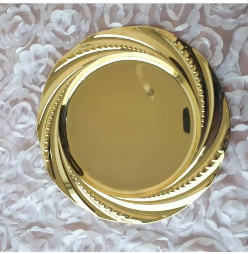 wholesale 30cm stainless steel wedding plate rose gold charger plate
