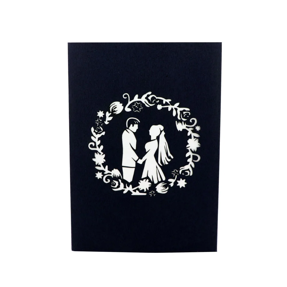 Customized 3d pop up laser cut wedding invitation card valentines day gifts