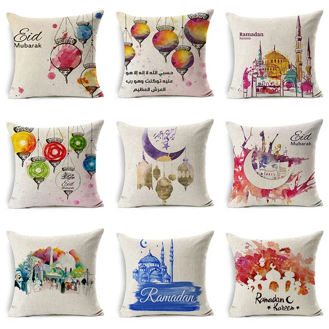Наволочка для подушки Рамадан с принтом на заказ, льняная наволочка для домашнего дивана, украшения, подарки Рамадан, товары для украшения вечеринки