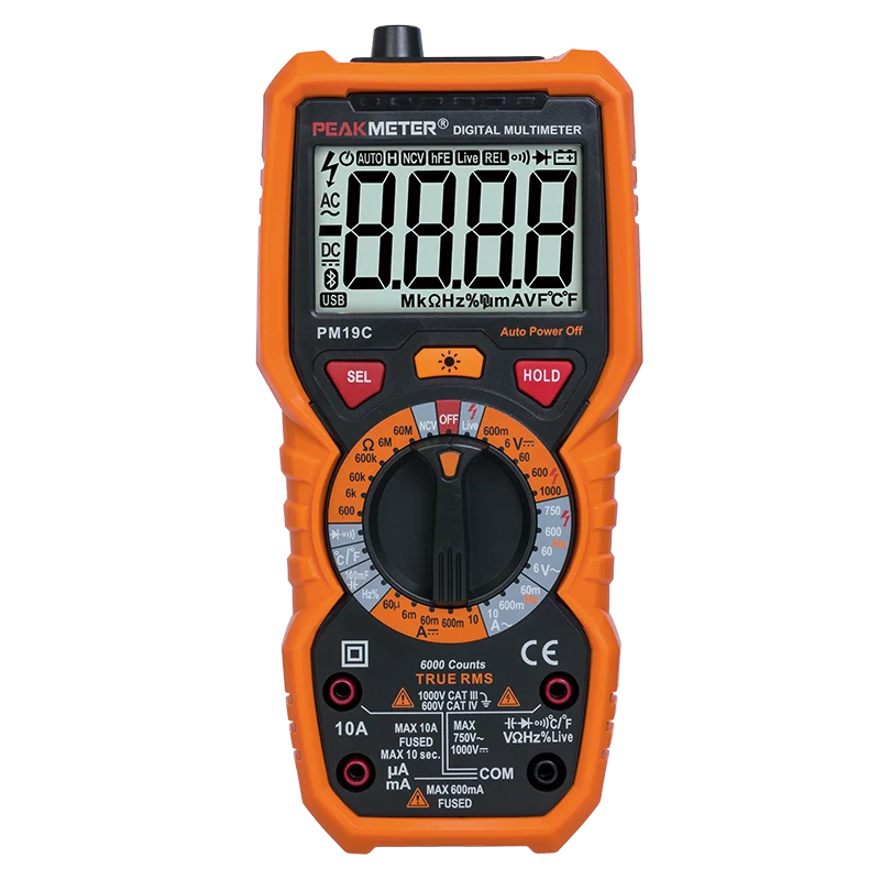 Peakmeter PM19C China manufacturer Frequency Measurement Electrical Multi Tester Dc Current manual range professional Multimeter