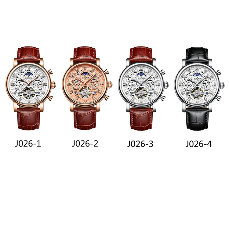 Мужские автоматические наручные часы-скелетоны KINYUED, водонепроницаемые механические часы с Лунной фазой, мужские часы, модные с пользовательским логотипом, 22 мм
