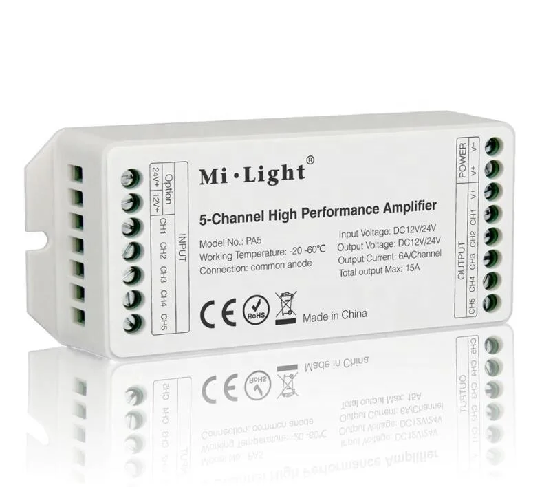 
5 канальный Ми свет профессиональный усилитель для RGB Светодиодные полосы света  (62071387469)