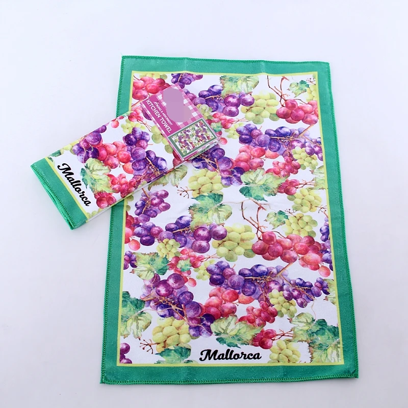 Wholesale High End Microfiber  Cleaning Towel Washing Kitchen Towel  Microfiber Fabric Plain Printed Napkin