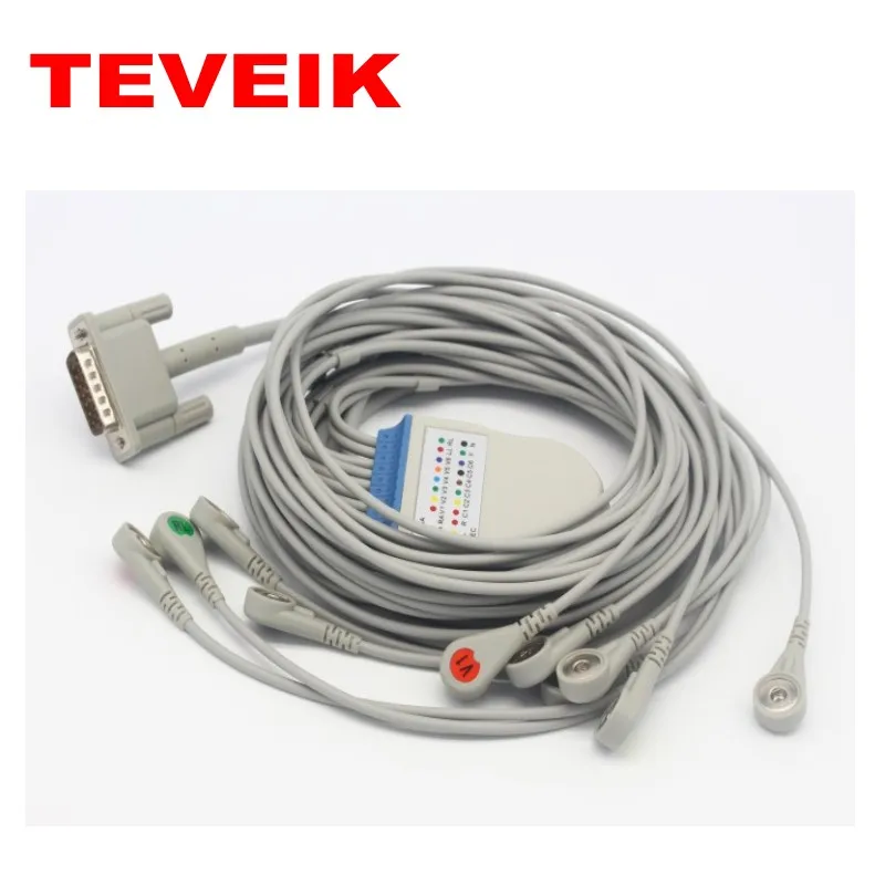 Shenzhen Teveik Factory 10 leads ECG EKG Leadwires Cable Compatible with M1770A PageWriter 200i