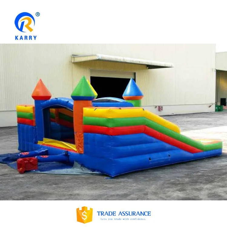 Commercial grade water slide inflatable bounce house with slide bouncy castle Double lane inflatable dry slide with mini castle