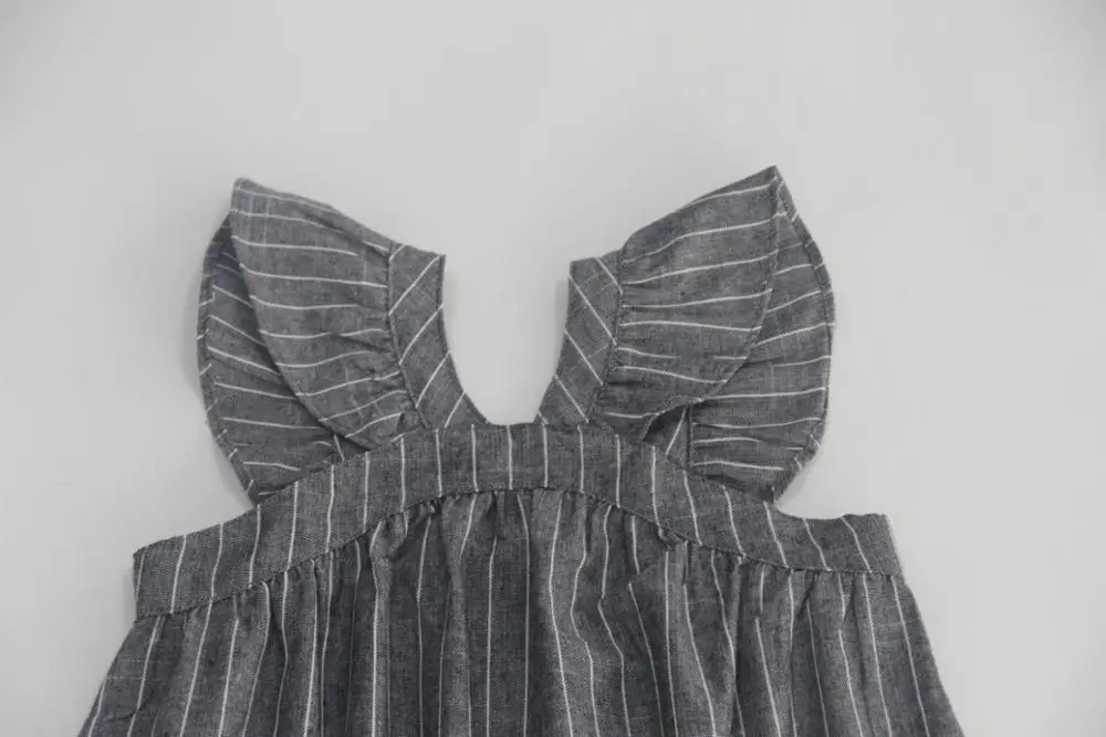 cotton linen ruffles korean kids clothes big children dresses girls new 2019 summer baby girls Teens dress stripe party frocks