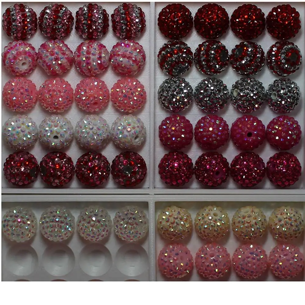 Valentine Rhinestone Chunky Bubblegum Beads Resin Gumball Loose Beads Lot