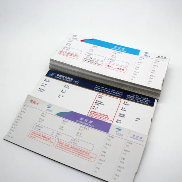 Custom airline ticket thermal paper boarding pass printing ticket raw material