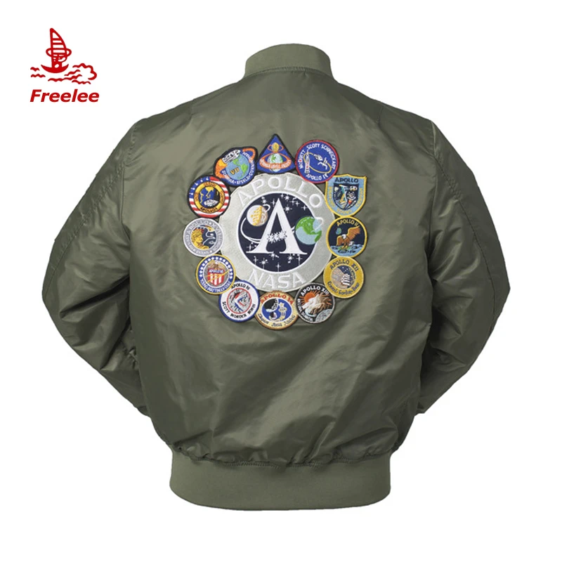 NASA Apollo back patched spring windbreaker bomber flight jacket thin