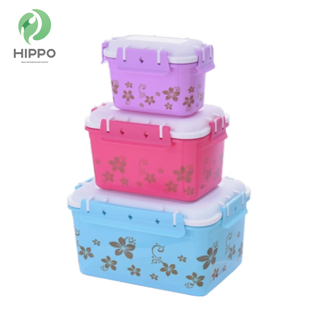 Best selling 3 size plastic rectangle food container set