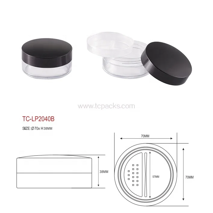 Custom Cosmetic Packaging Loose Powder Jar Plastic Empty Loose Powder Jar Container With Sifter