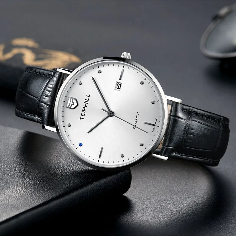 TOPHILL Fashion Japan Quartz Movement Man Leather Watch