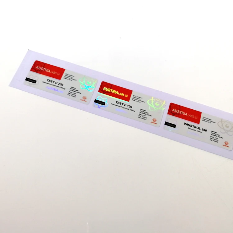 ZPT9-23 All kinds of in stock 10ml vial packaging label hologram vial sticker for TEST E 250/ EQUI 200/ TREN A 100