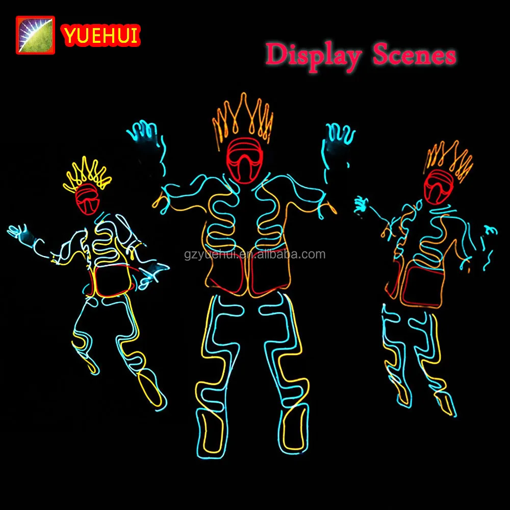 Cold Light Clothing Glowing Costume Carnival EL Indian Luminous EL Wire Suits Men Led Costume Manufacturer Wholesale In Stock