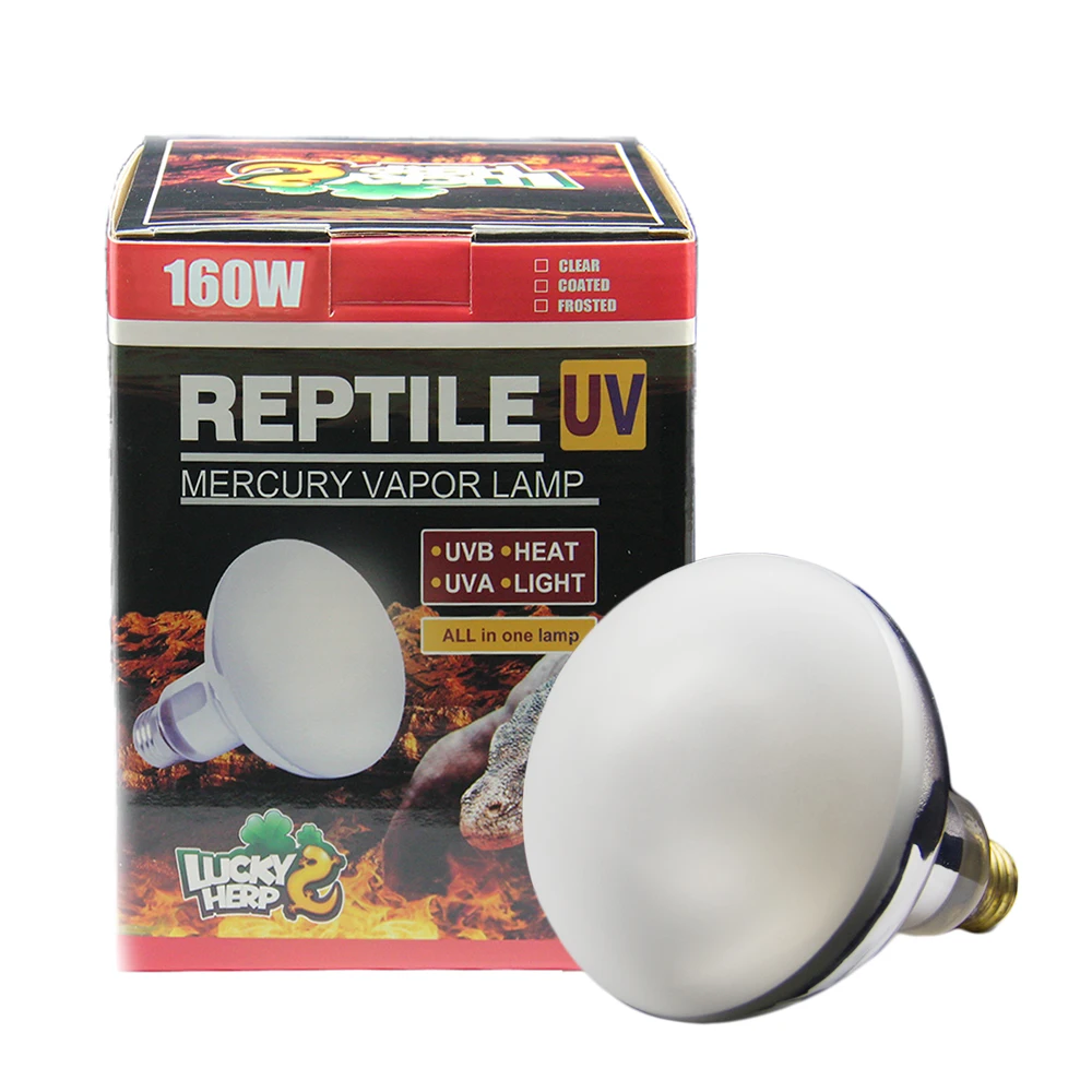 Reptile Solar glo bulb mercury vapor lamp uva uvb 125w 160w warm light for terrarium and tortoise
