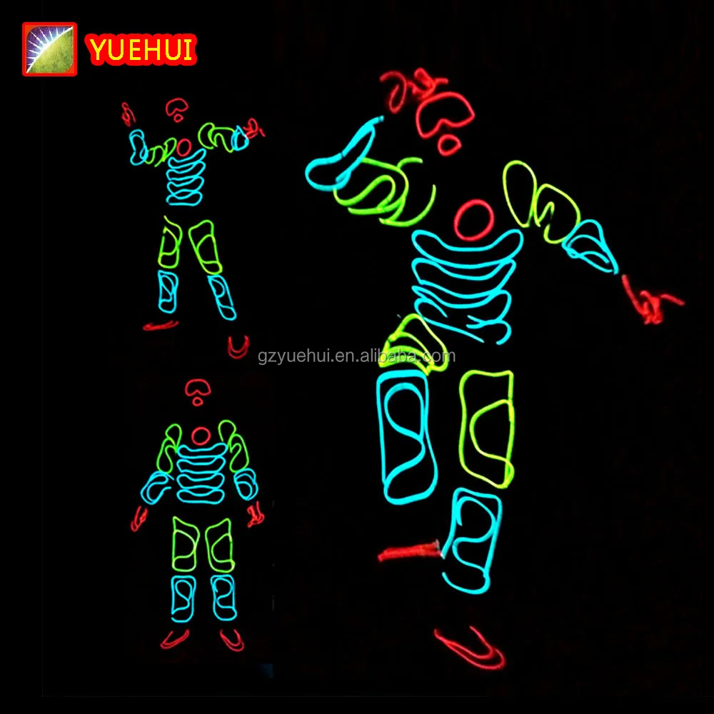 Hot Sales Fashion EL Suits LED Clothes Luminous Costumes Glowing Gloves Shoes Light Clothing Men EL Wire Dancer Clothes
