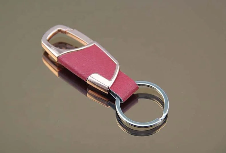 Factory Direct sale custom logo wholesale leather and zinc alloy bottle opener car keychain for men waist hanged Key Ring