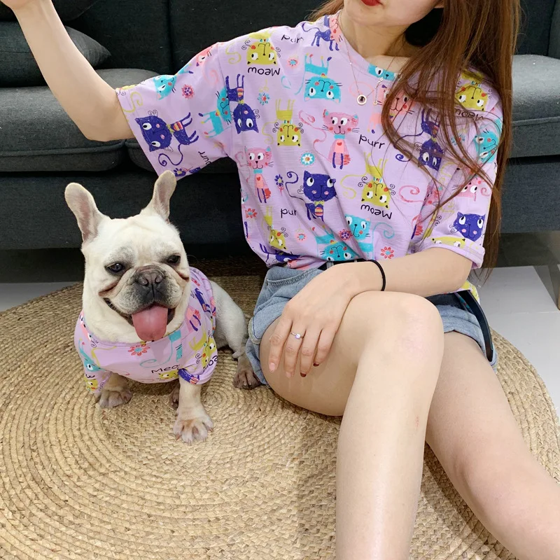 GMTPET Pet Clothes Apparel Factory Wholesale Cute Dog Clothes Cotton Pet Accessories Cat Printed French Bulldog Pet Clothes
