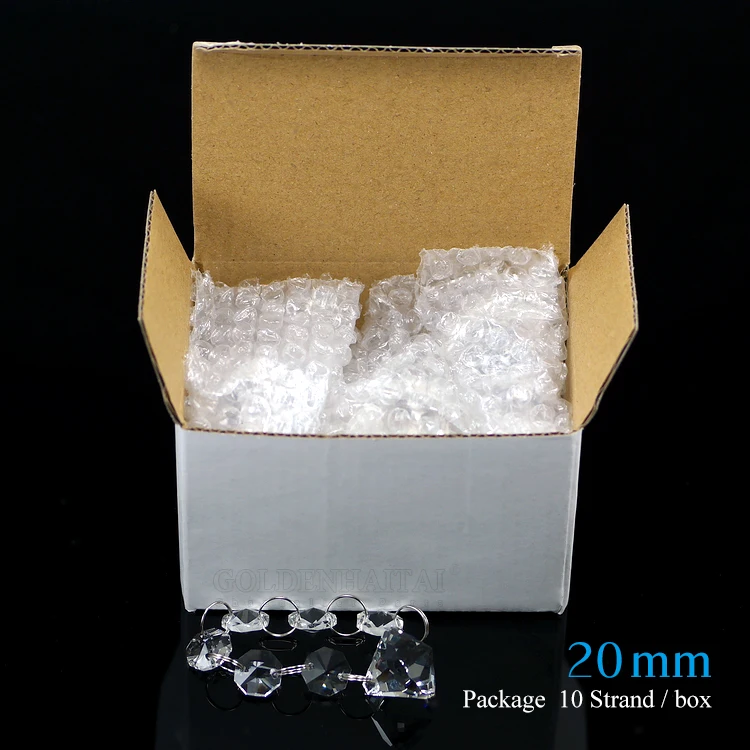 Goldenhaitai 14mm crystal Glass octagon beads strands, Hanging Crystal Beads Chain Garland with diamond pendants