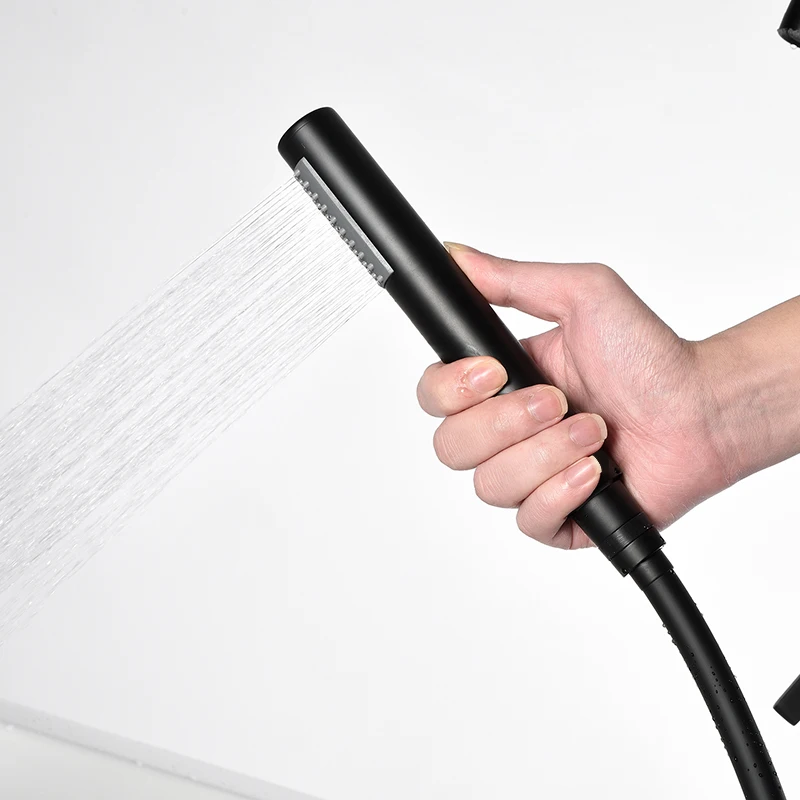 HIMARK modern bathroom floor mounted bath tap brass free standing tub faucet matte black freestanding bathtub faucets