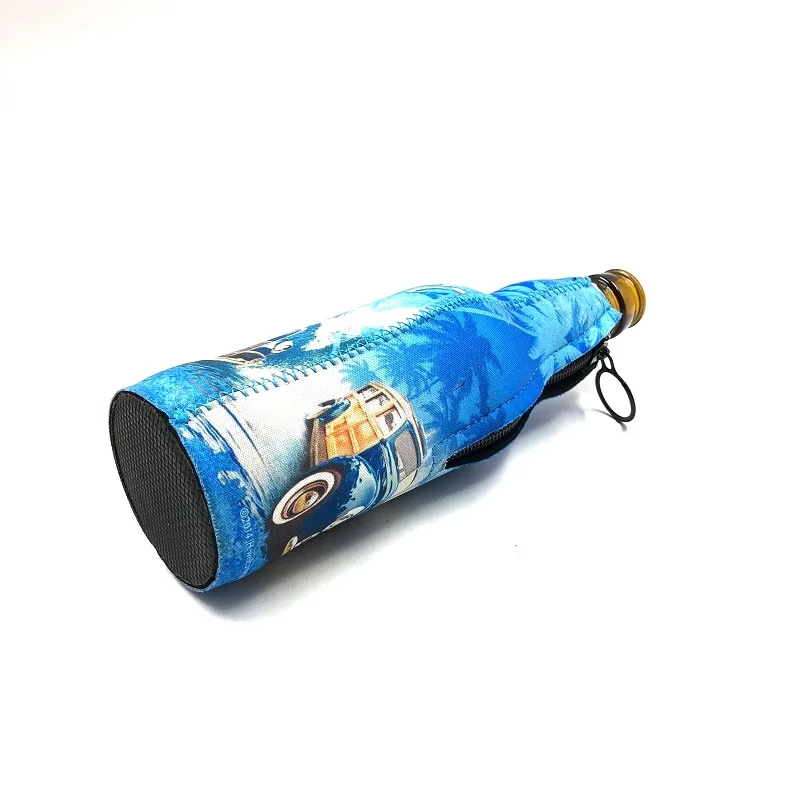 Factory Supply Custom Printed Beer Bottle Coolie Neoprene Zipper Beer Cooler Holder Sleeve