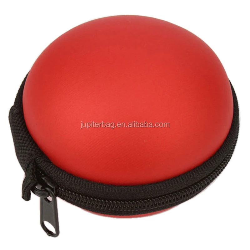 personalized red ball shape eva leather shockproof earphone earset earbud hard case