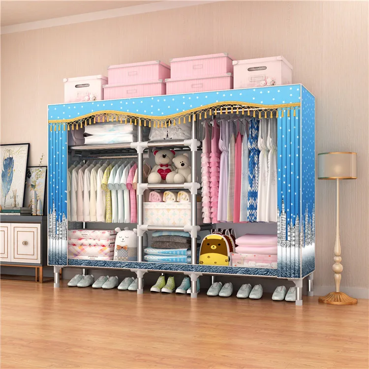 
168*45*168CM size folding fabric plastic wardrobe bedroom closet cabinet steel frame C1703 