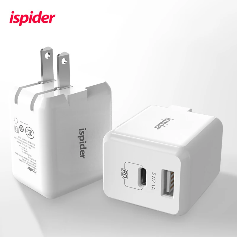 Быстрая скорость 29 Вт стены зарядное устройство двойной порты и разъёмы usb для apple, белый гибкий тип c мобильного