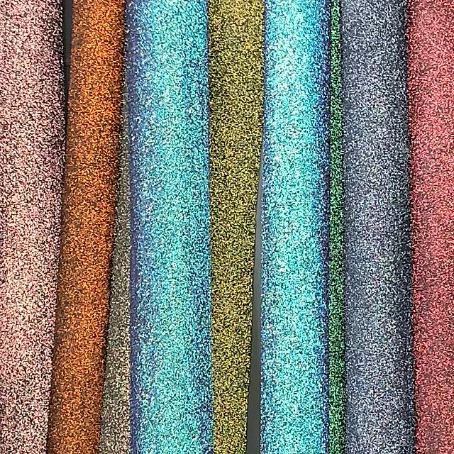 Chunky Glitter Glow In Dark Glitter Reflective PU Leather Fabric For Shoes Handbags Purses