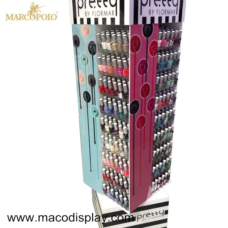 New China Manufacturer 360 Rotating Acrylic Nail Polish Floor standing Rack Display