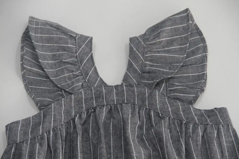 cotton linen ruffles korean kids clothes big children dresses girls new 2019 summer baby girls Teens dress stripe party frocks