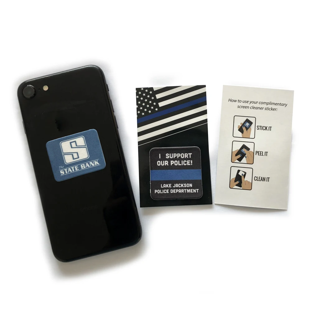 Promotional mobile cell phone microfiber screen cleaner sticker