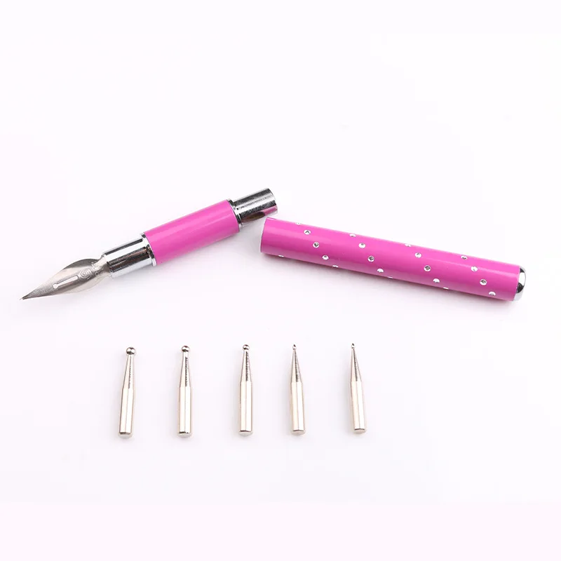 ink Pole Beauty Nail Art Tool Point Diamond Pull Dip Pen Light Therapy Painting Fountain Pen With 5 nibs