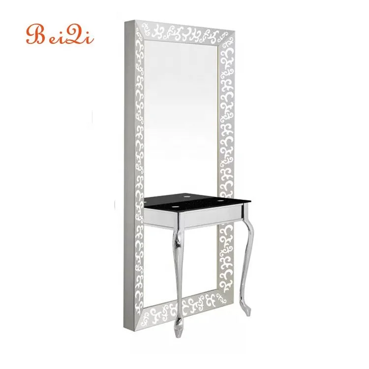 Unique design hairdressing portable luxury white double side salon mirror with drawer