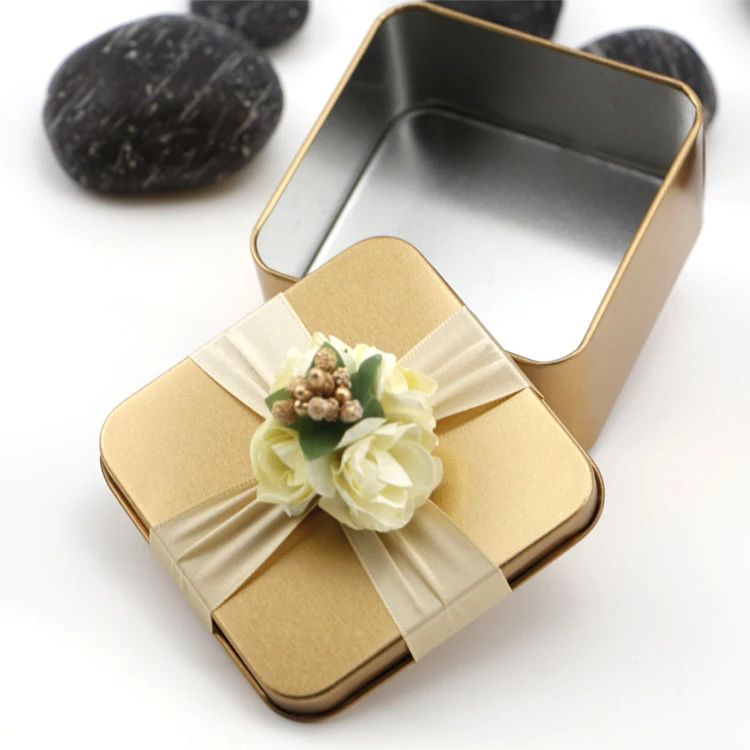 Top Level Cute Cookie Tin Box Square Jewelry Box With Large Storage Space