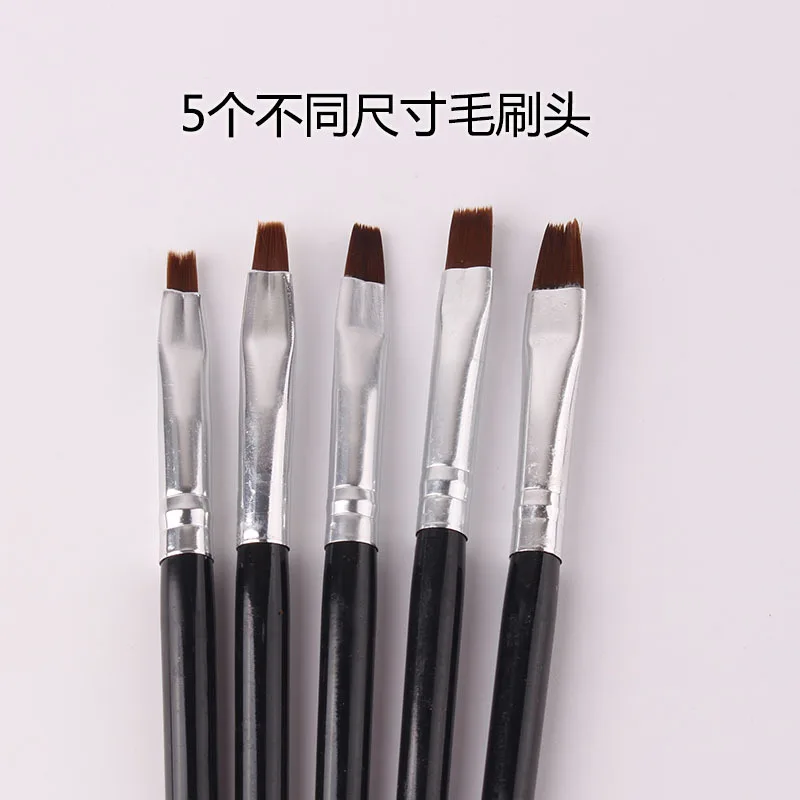 5 Pcs/set Nail Art UV Gel Pen Brush Manicure Painting Flat Brush Tool