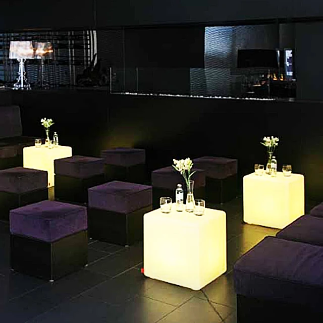 Colorful glowing plastic illuminated led cube seat