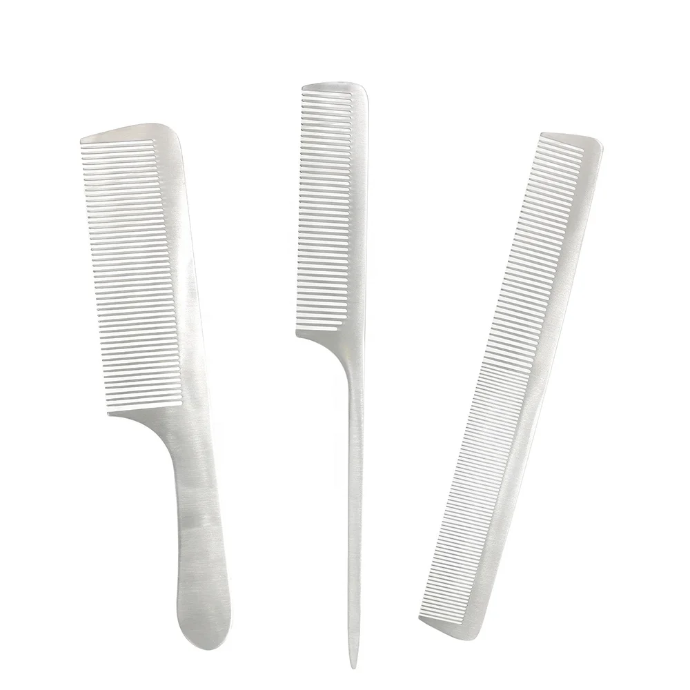 
High Quality Salon Barber Stainless Steel Comb Fine Tooth Metal Hair Cutting Comb 