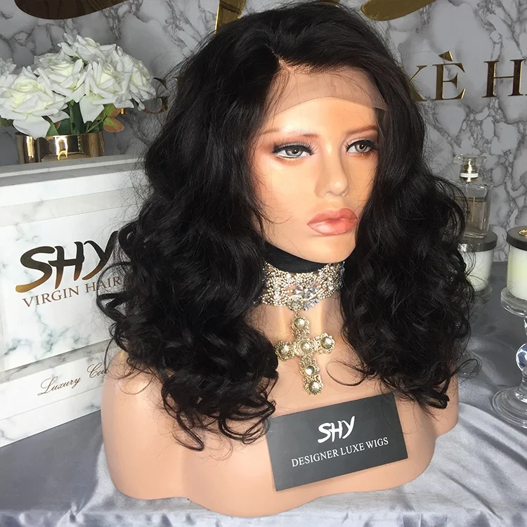 2019 Hot Sale Wholesale Brazilian Hairs Loose Wave Natural Black Virgin Cuticle Aligned Hair Human Lace Wig Wtih Baby Hair