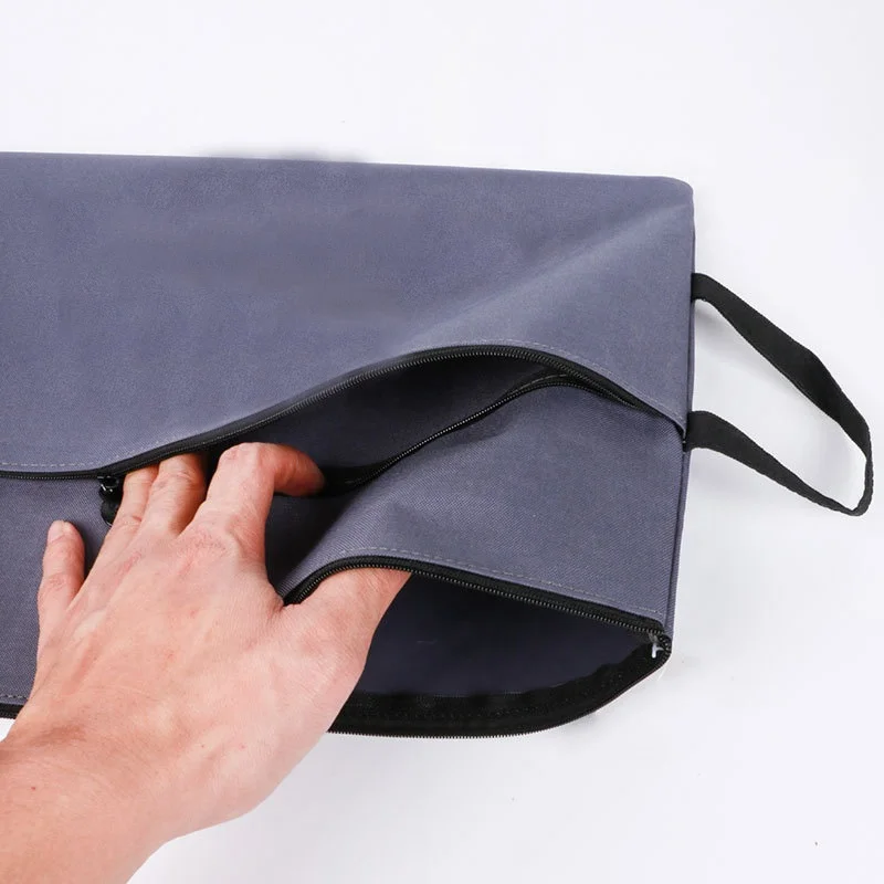 
double layer A4 canvas cloth zipper file bag foldable document bag 