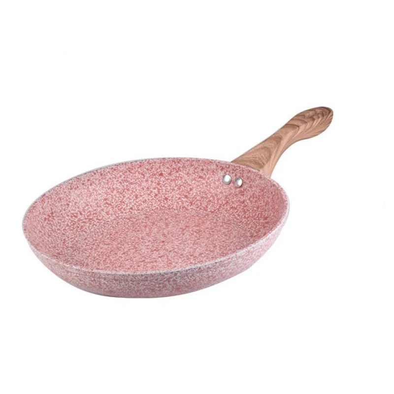 Forged nonstick stone marble coating fry pan 3 sets with wooden handle