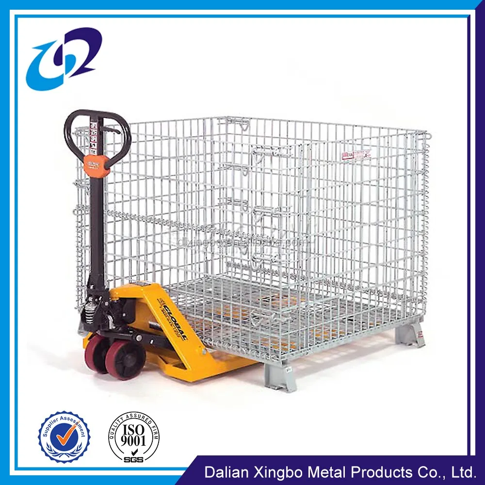 Супермаркет Складной евро проволока стальная Штабелируемая металлическая клеть на паллету