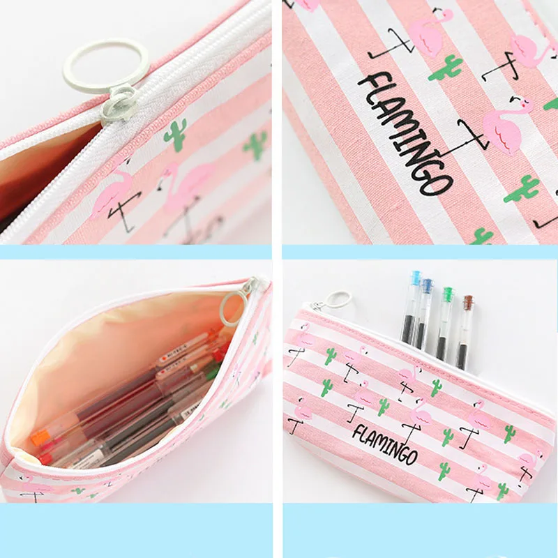 Wholesale Custom Korean Version Cute Canvas Creative Fresh Pencil Bag Contracted Student Pencil Bag Cartoon Animal Pen Bag
