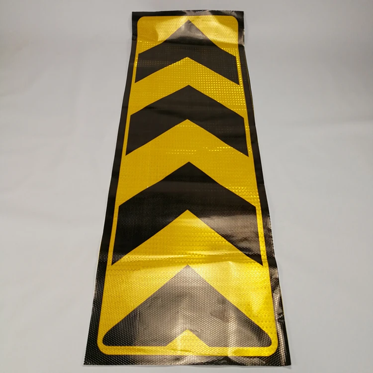 Prismatic Black and Yellow Reflective Arrow Sign for Safety