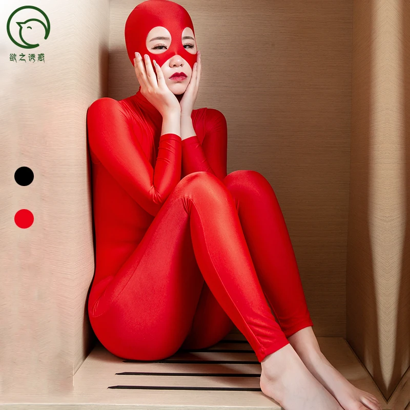 6164 карнавальные костюмы на Хэллоуин, Женский костюм кошки, однотонный комбинезон zentai с длинным рукавом