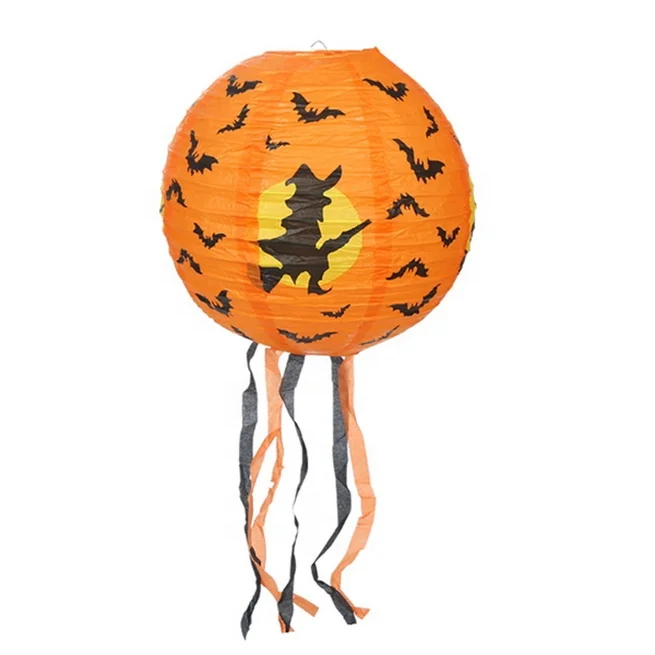 Hanging Halloween Pumpkin Lantern  Paper Lantern With Fringe