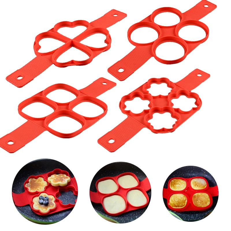 New Nonstick Fried Silicone Egg Mold Round Heart Pancake Maker Egg Cooker Pan Flip Eggs Mold Kitchen Baking Accessories