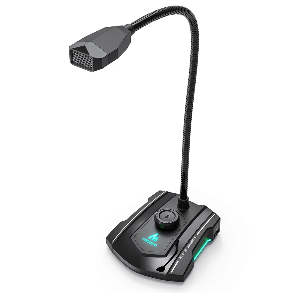 MAONO цельнометаллический кардиоидный Gooseneck микрофон с кнопкой Mute для игр